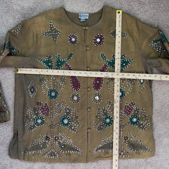 Raiment Fashions Jacket Womens Large Brown Sequined Patchwork Art To Wear Artsy - Picture 4 of 7